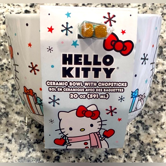 Hello Kitty Ceramic Bowl with Chopsticks - Picture 4 of 6